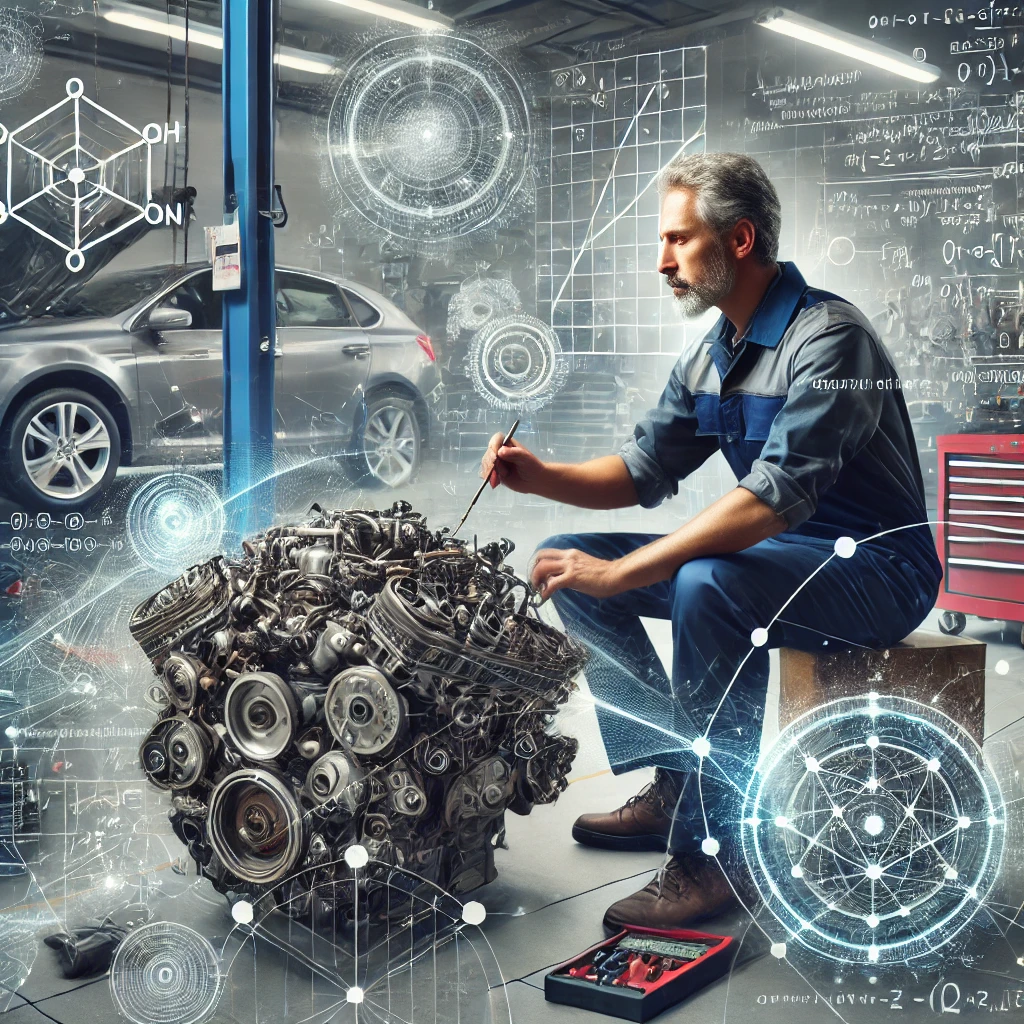 Mechanic on engine